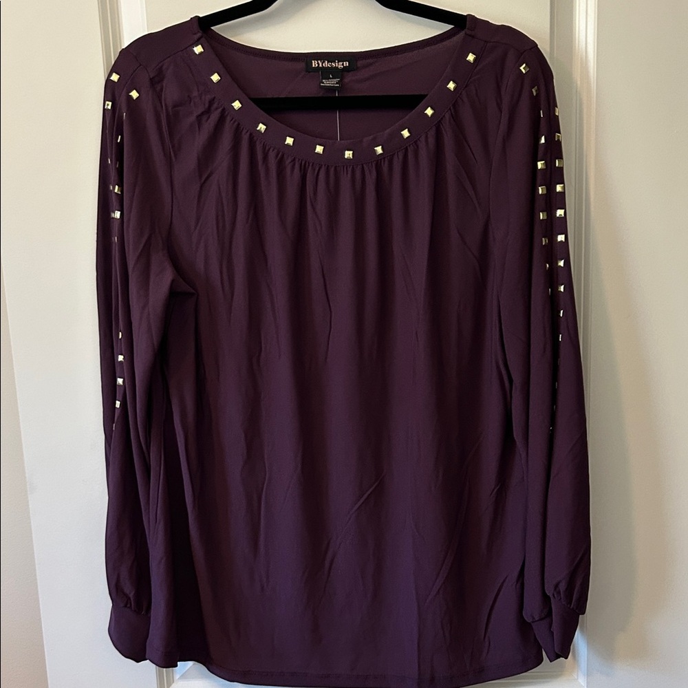 BYDesign BlackBerry Wine Open-Sleeve Boat Neck Blouse